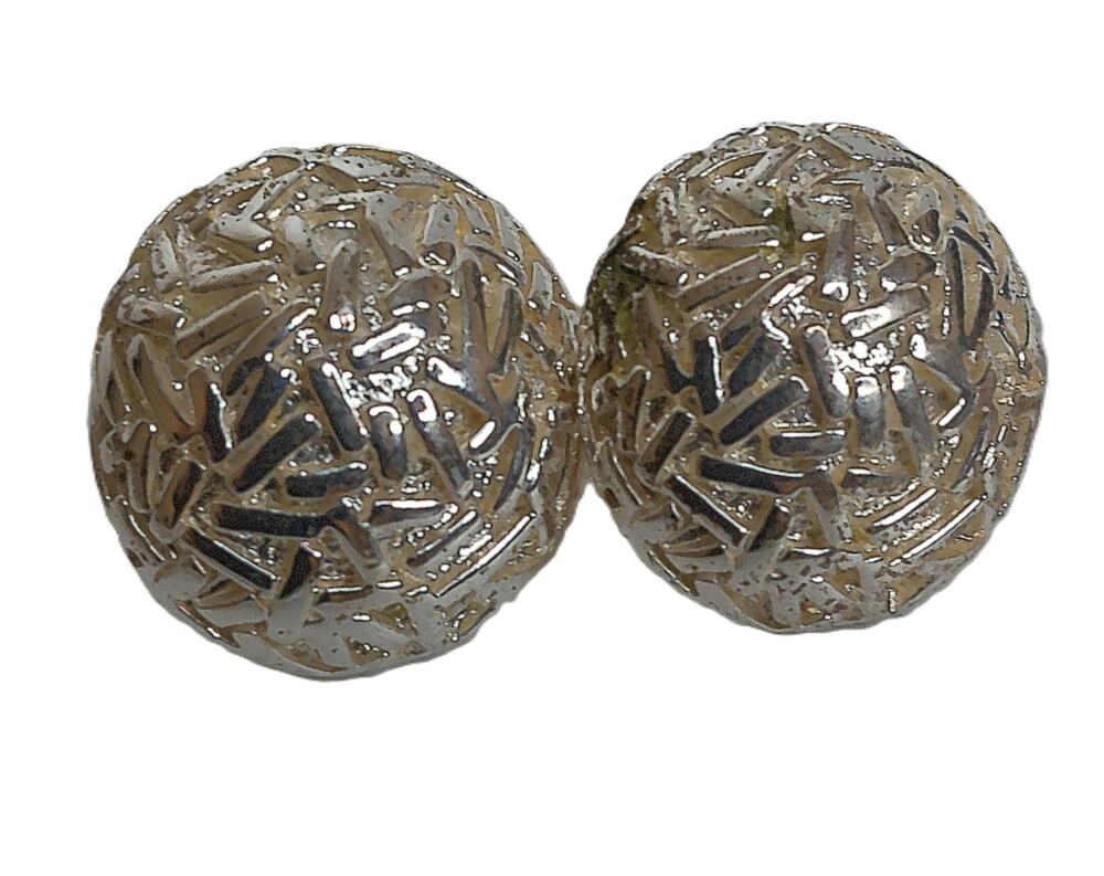 Vtg Jim Russell Silvertone Statement Button Earrings Geometric Brutalist Pierced